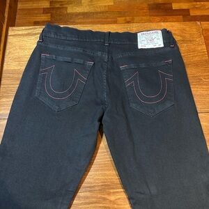 True Religion Black Jeans with Red Accents